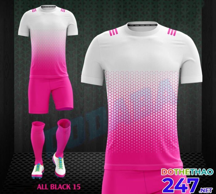 Áo bóng đá không logo All Black 15 màu trắng hồng 2018