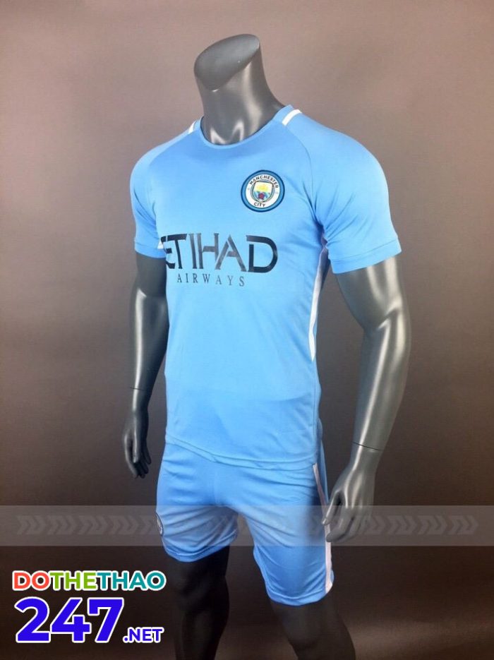 Áo bóng đá CLB Mancity màu xanh ngọc năm 2018
