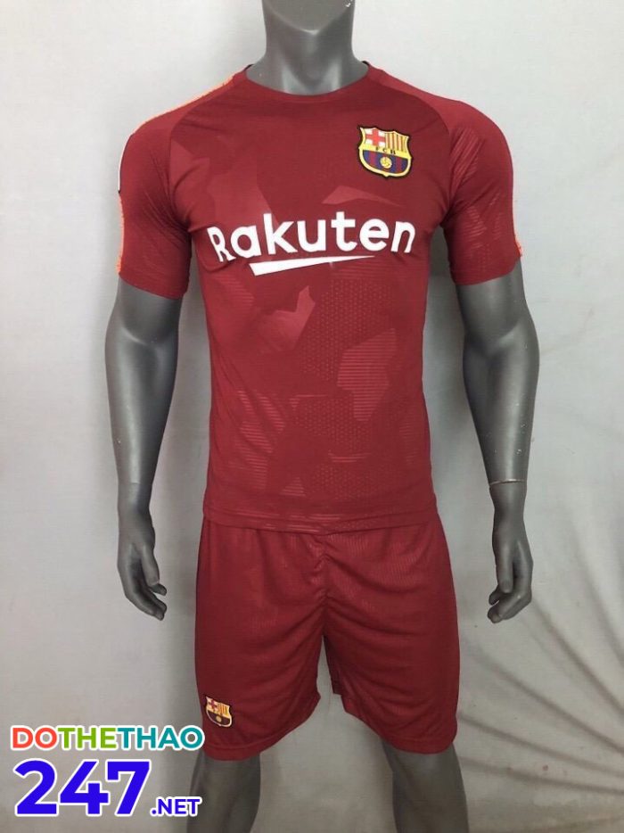 Áo bóng đá CLB Barca màu bã trầu năm 2018