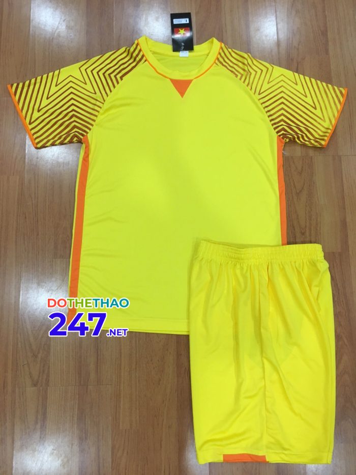 Áo bóng đá không logo màu vàng mã KLG247-12 mới nhất 2018