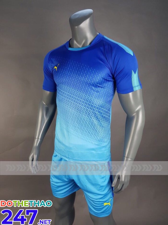 Áo bóng đá không logo màu xanh mã KLG-37 năm 2018