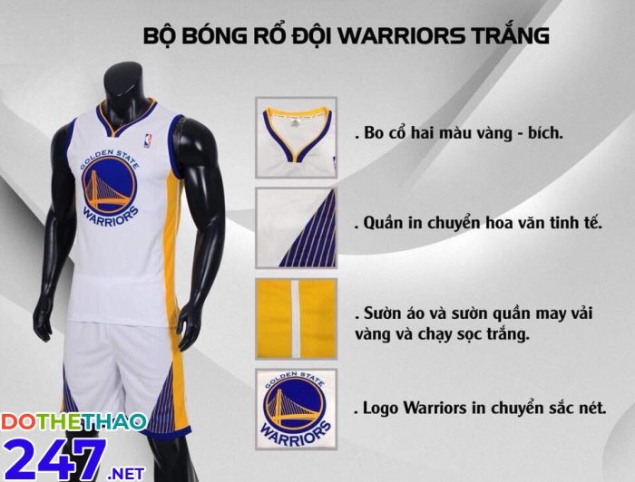 Áo bóng rổ Golden State màu trắng mới nhất 2018