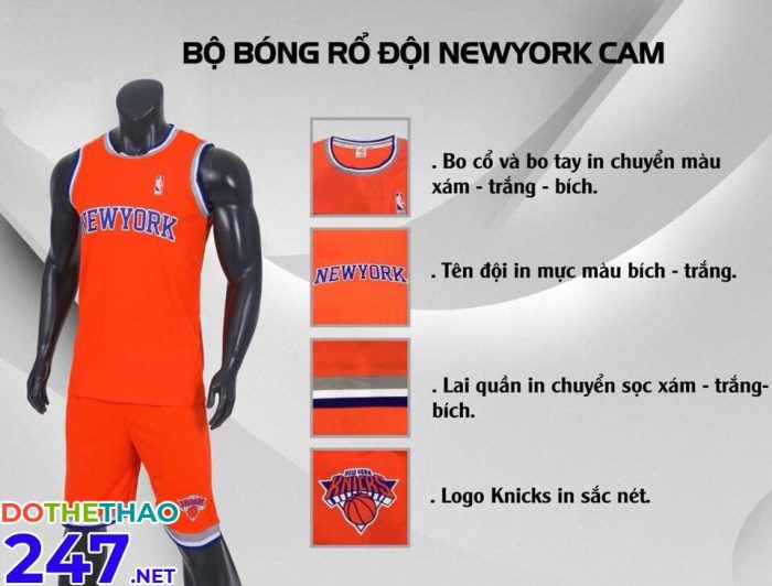 Áo bóng rổ Newyork màu cam mới nhất 2018