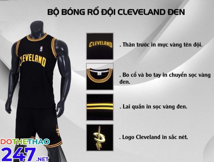 Áo bóng rổ Cleveland màu đen mới nhất 2018