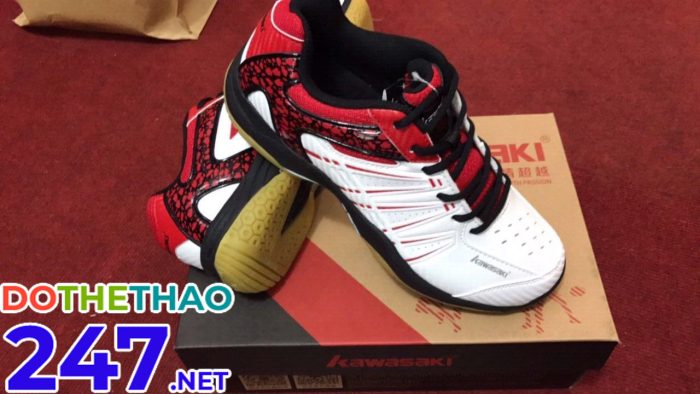 Giày bóng chuyền Kawasaki màu trắng pha đỏ K247-2 mới nhất 2019