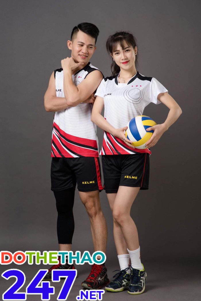 Áo bóng chuyền nam nữ KELME 02 màu trắng mới nhất 2019