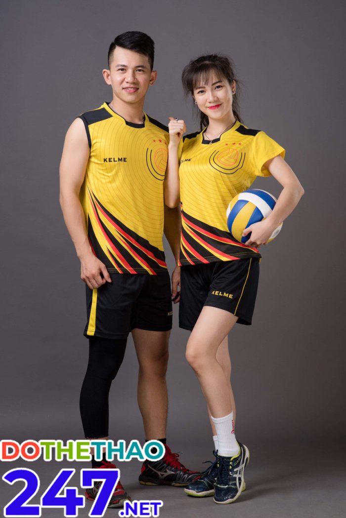 Áo bóng chuyền nam nữ KELME 03 màu vàng mới nhất 2019