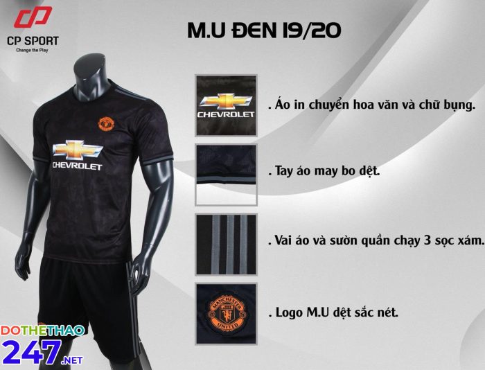 Áo bóng đá CLB MU đen năm 2020