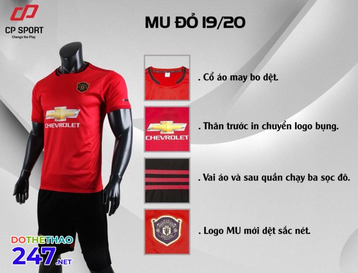 Áo bóng đá CLB MU đỏ năm 2020