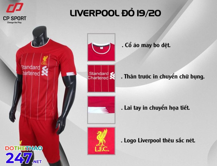  Áo bóng đá Liverpool đỏ năm 2020