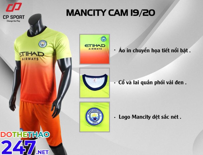 Áo bóng đá CLB Mancity Cam năm 2020