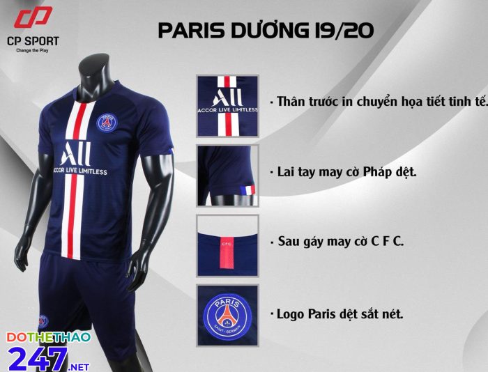 Áo bóng đá CLB Paris dương năm 2020