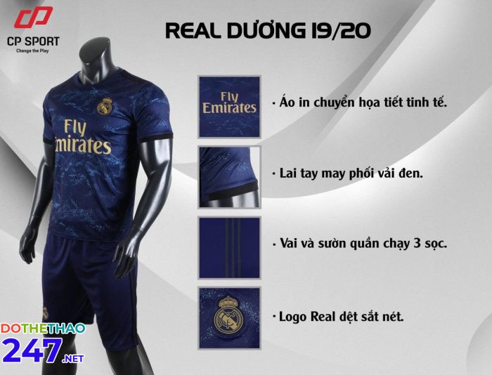 Áo bóng đá CLB Real xanh dương năm 2020