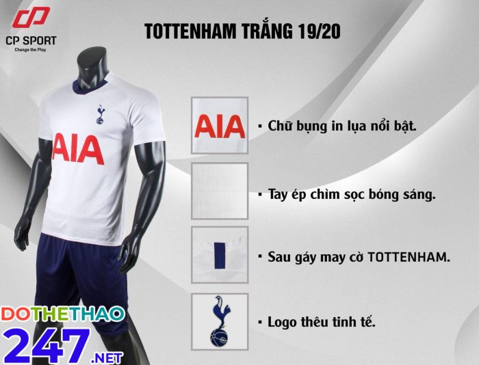 Áo bóng đá Tottenham màu trắng mới nhất 2020-2021