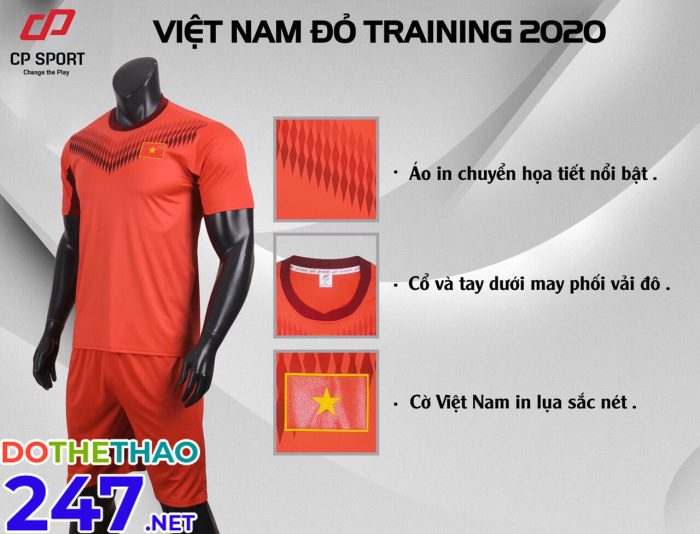 Áo bóng đá đội tuyển Việt Nam Tranining 2020 màu đỏ