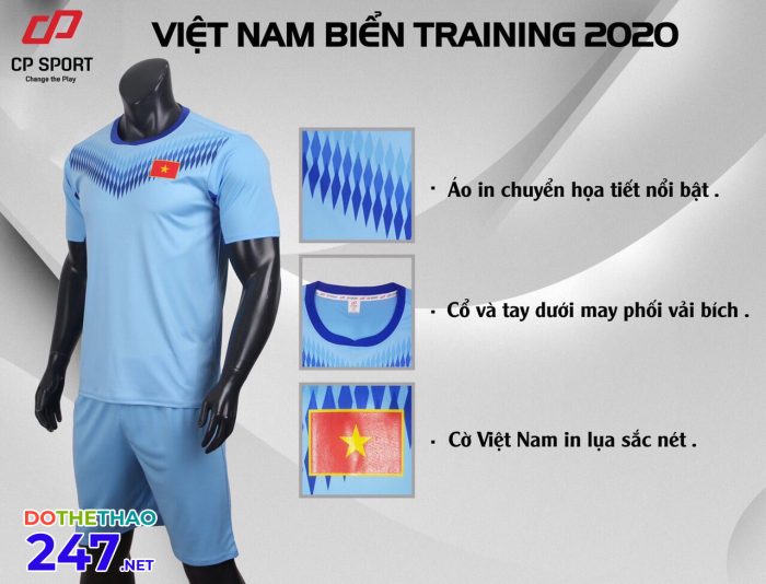 Áo bóng đá đội tuyển Việt Nam Tranining 2020 màu xanh