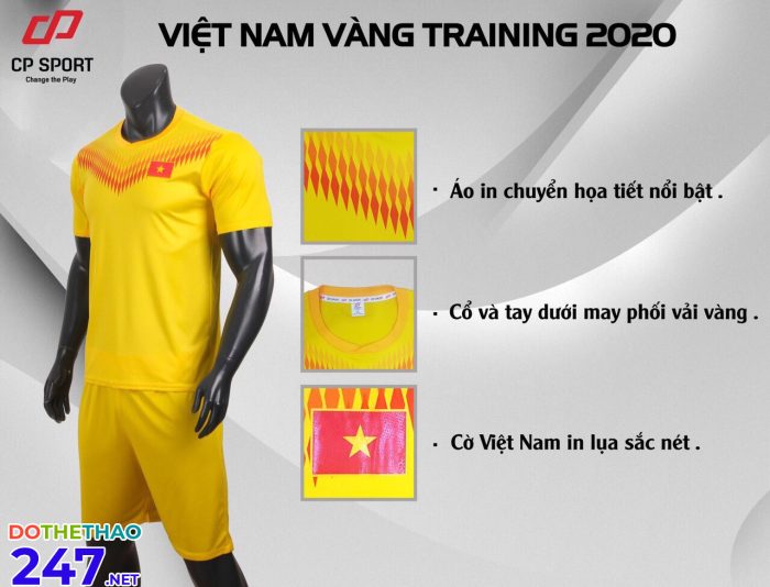 Áo bóng đá đội tuyển Việt Nam Tranining 2020 màu vàng