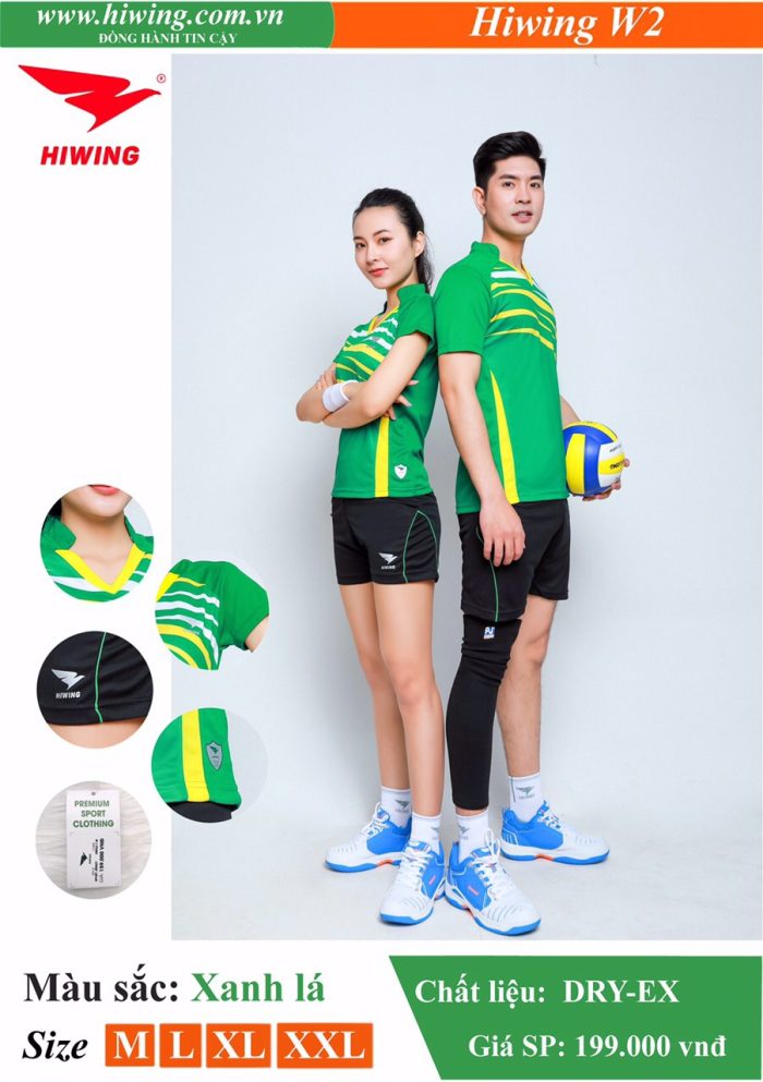Áo bóng chuyền nam nữ Hiwing W2 màu xanh lá