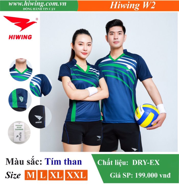 Áo bóng chuyền nam nữ Hiwing W2 màu tím than