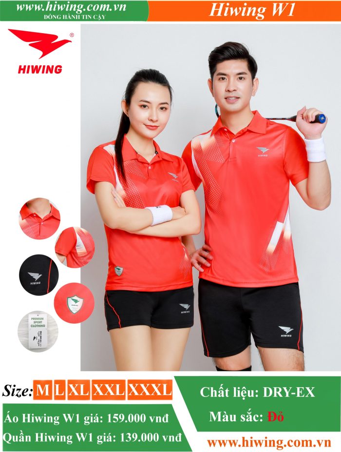 Áo cầu lông, bóng chuyền nam nữ Hiwing W1 màu đỏ