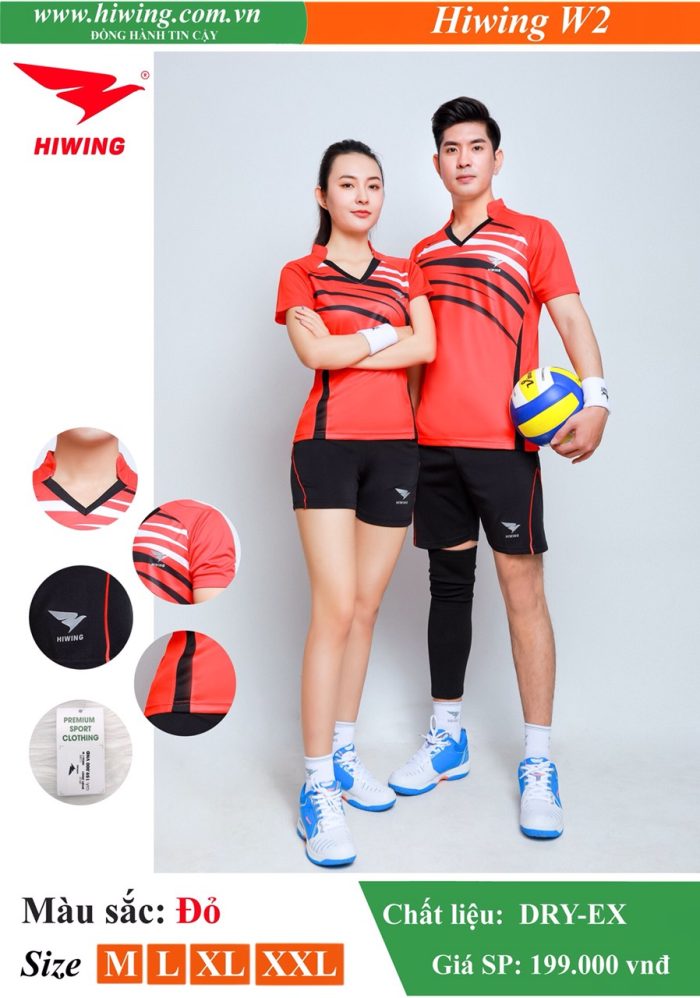 Áo bóng chuyền nam nữ Hiwing W2 màu đỏ