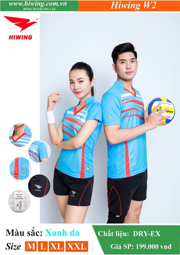 Áo bóng chuyền nam nữ Hiwing W2 màu xanh da