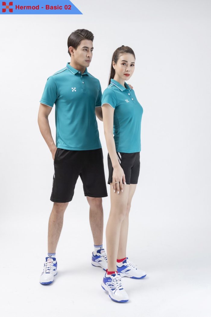 Áo cầu lông nam nữ Hermod Basic 02 màu xanh ngọc