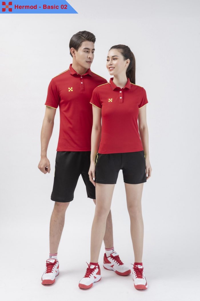 Áo cầu lông nam nữ Hermod Basic 02 màu đỏ