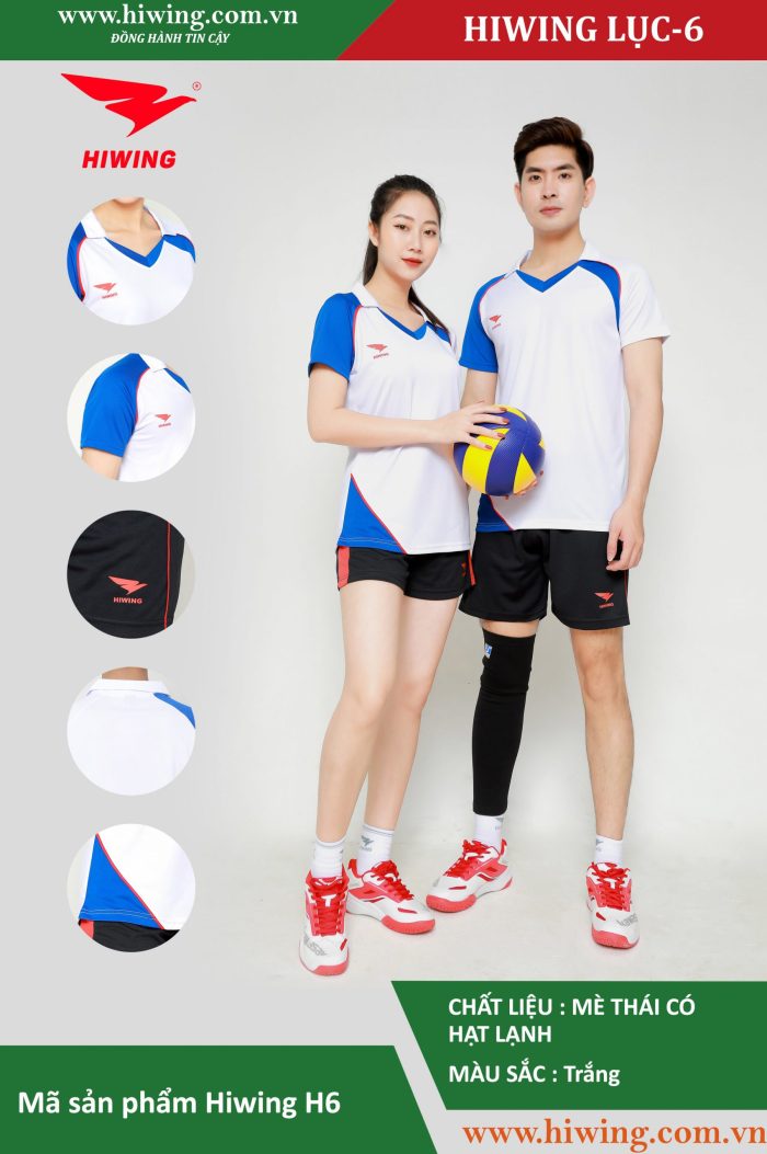 Áo bóng chuyền nam nữ Hiwing H6 chính hãng màu trắng