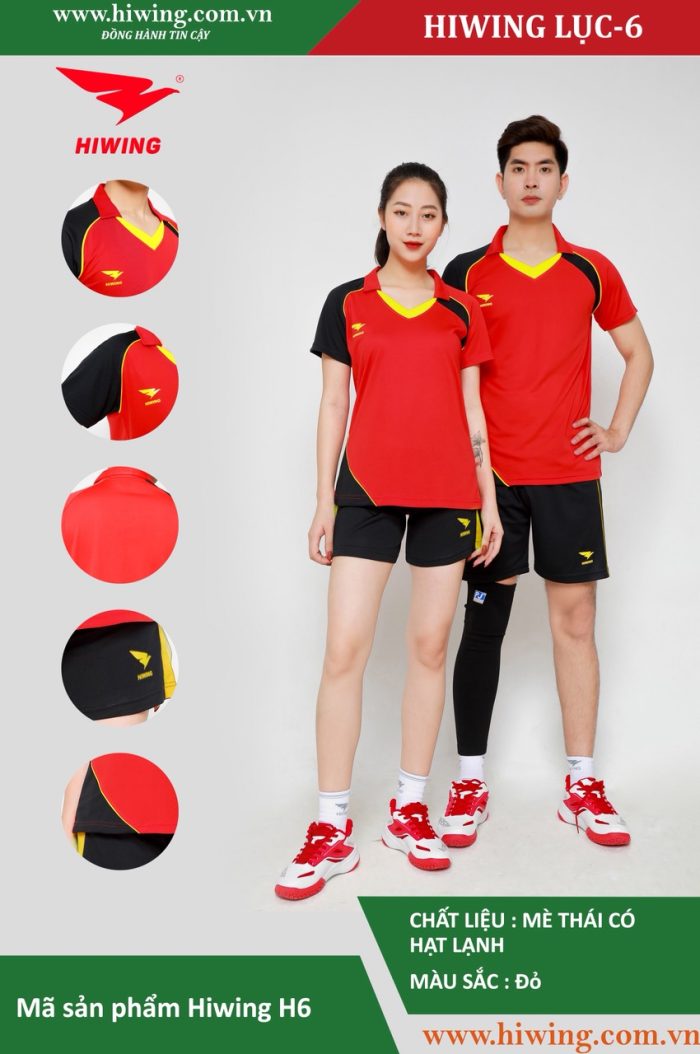 Áo bóng chuyền nam nữ Hiwing H6 chính hãng màu đỏ