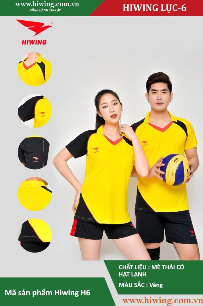 Áo bóng chuyền nam nữ Hiwing H6 chính hãng màu vàng
