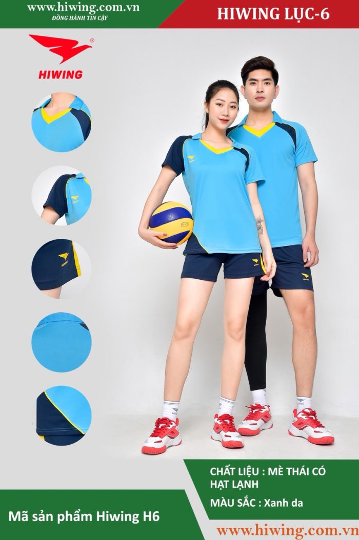 Áo bóng chuyền nam nữ Hiwing H6 chính hãng màu xanh ngọc