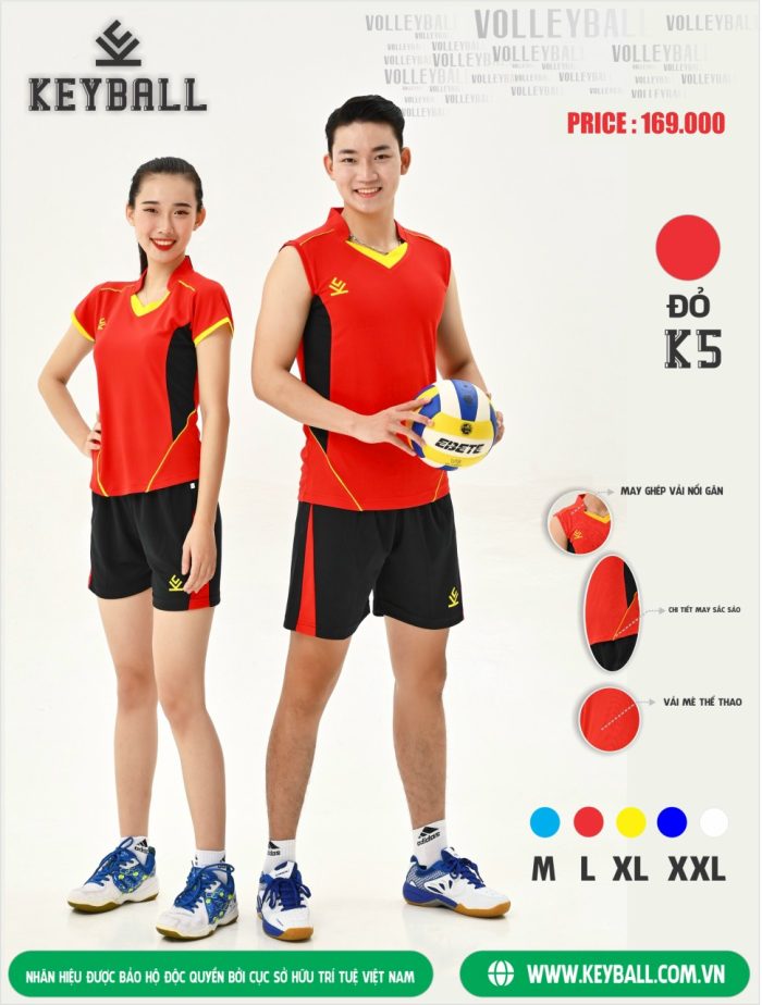 Áo bóng chuyền nam nữ KEYBALL K5 chính hãng màu đỏ