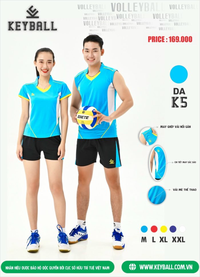 Áo bóng chuyền nam nữ KEYBALL K5 chính hãng màu xanh ngọc