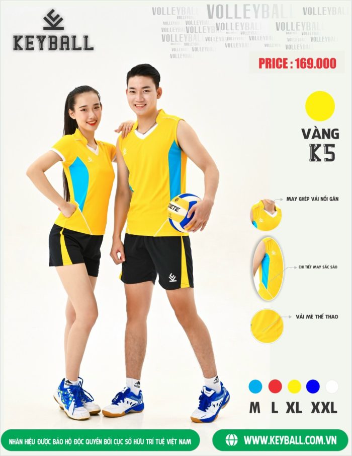 Áo bóng chuyền nam nữ KEYBALL K5 chính hãng màu vàng