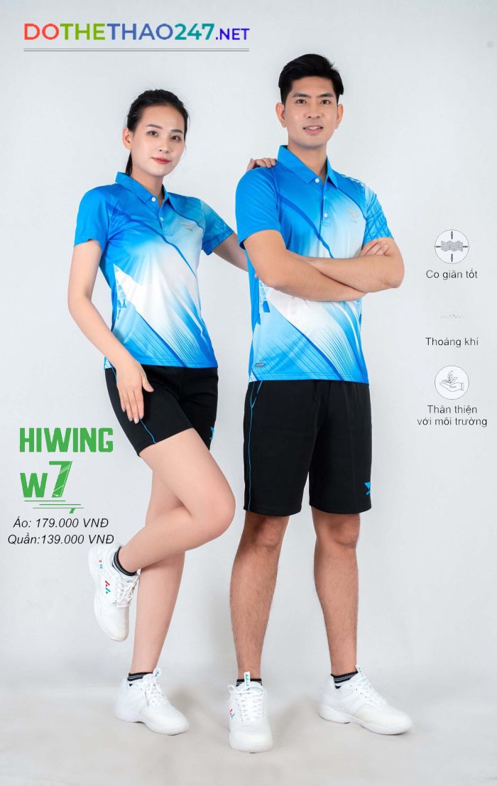 Áo cầu lông, bóng chuyền Hiwing W7 màu xanh da