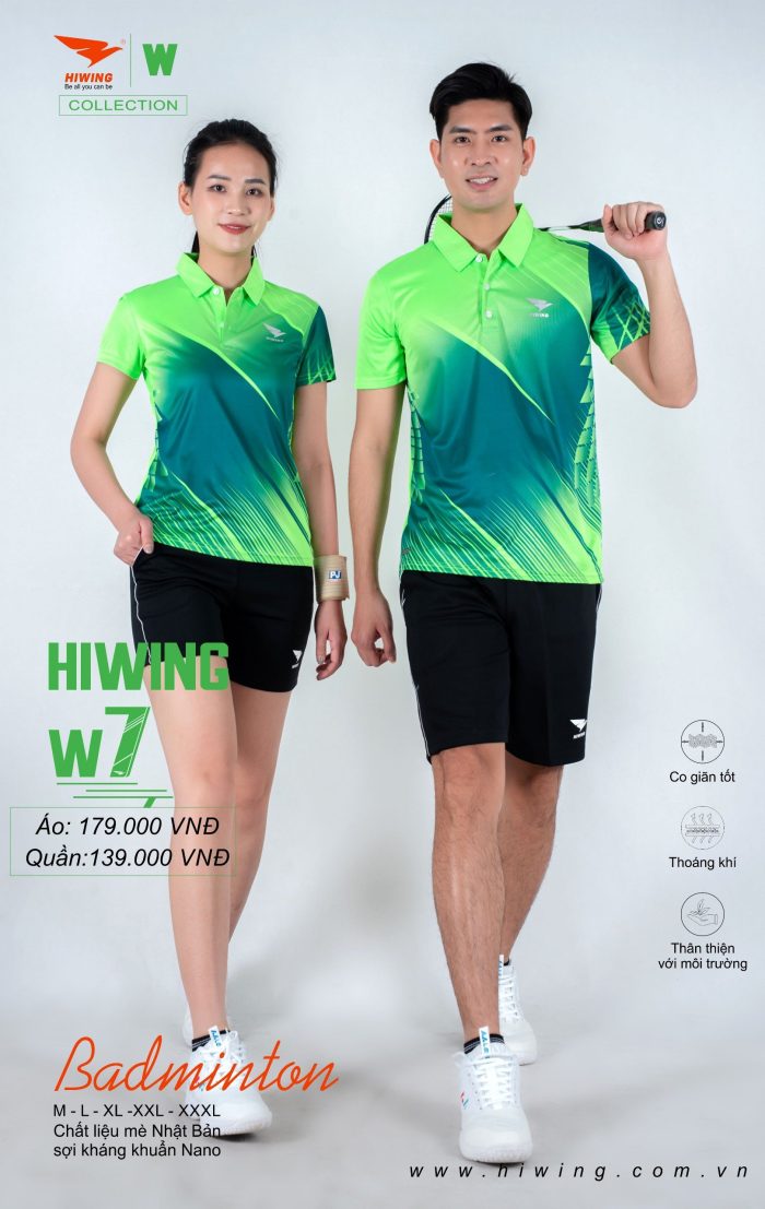 Áo cầu lông, bóng chuyền Hiwing W7 màu xanh lá