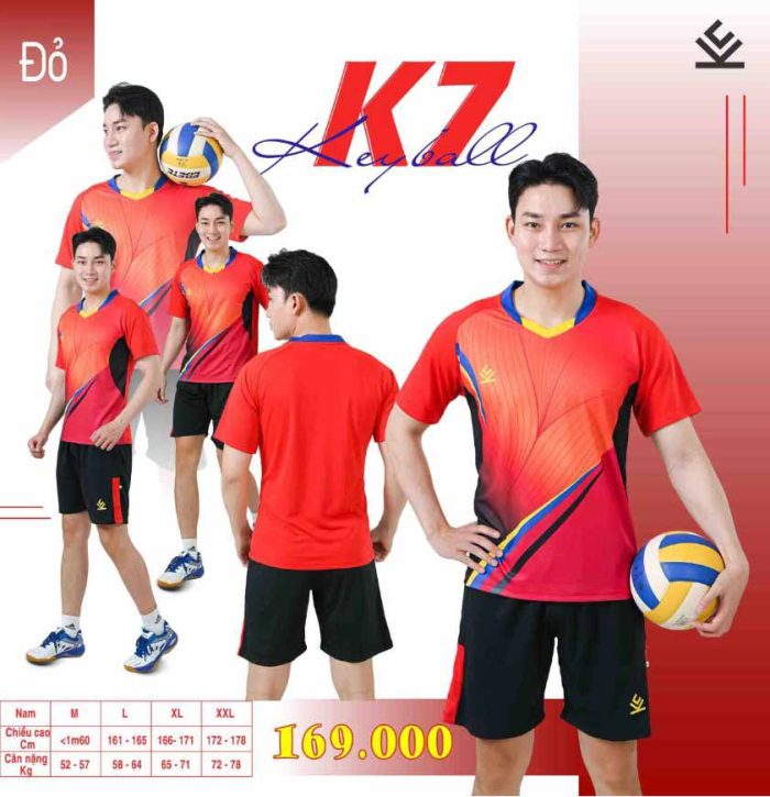 Áo bóng chuyền nam nữ chính hãng Keyball K7 màu đỏ