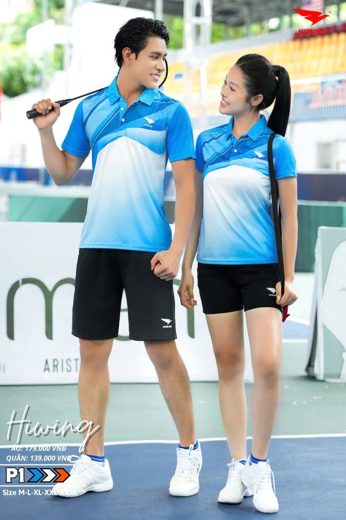 Áo cầu lông, Áo Pickleball Hiwing P1 màu xanh