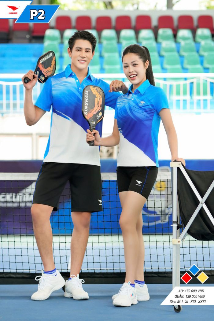 Áo cầu lông Pickleball Tenis nam nữ Hiwing P2 Màu Xanh