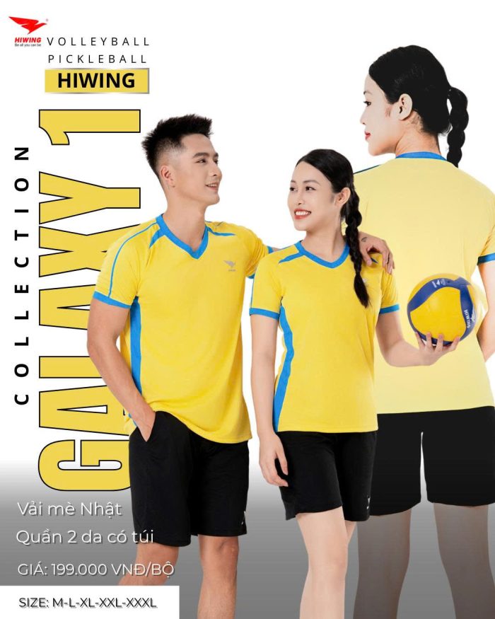 Áo bóng chuyền Hiwing Galaxy 1 màu vàng – Thoáng Khí, Co Giãn, Chuẩn Phong Cách Thể Thao