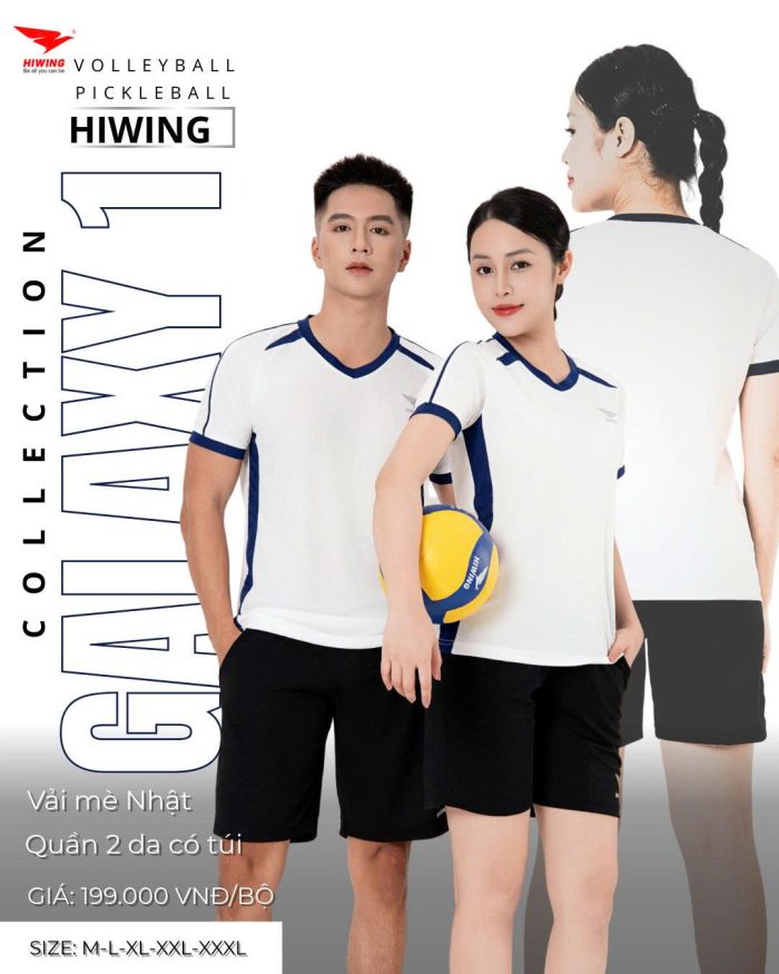 Áo bóng chuyền Hiwing Galaxy 1 màu trắng– Thoáng Khí, Co Giãn, Chuẩn Phong Cách Thể Thao