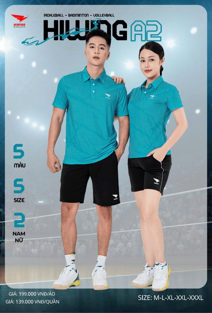 Áo Cầu Lông , Áo Pickleball Hiwing A2 Nam Nữ – Màu Xanh Lý