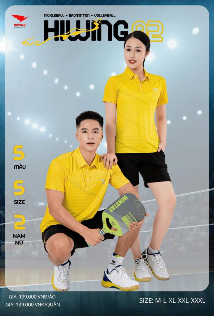 Áo Cầu Lông , áo Pickleball Hiwing A2 Nam Nữ – Màu Vàng