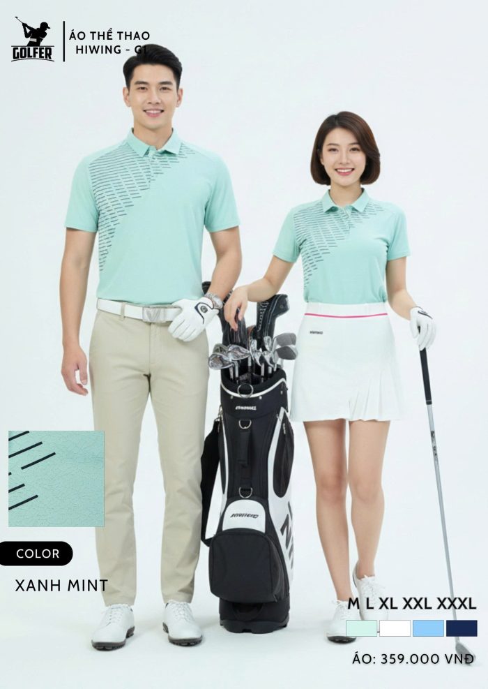 Áo Thể Thao Golf , Pickleball Cao Cấp Hiwing G1 Nam Màu Xanh Mint