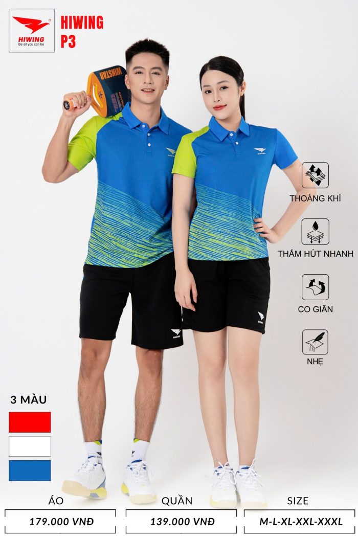 Áo Cầu Lông, Pickleball, Bóng Chuyền Hiwing P3 Nam Nữ – Màu Đỏ