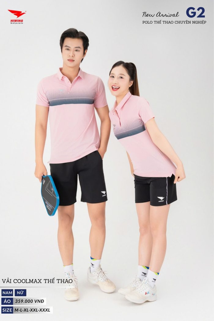 Áo Polo Thể Thao Golf , Pickleball Cao Cấp Hiwing G2 Nữ Màu Hồng Phấn
