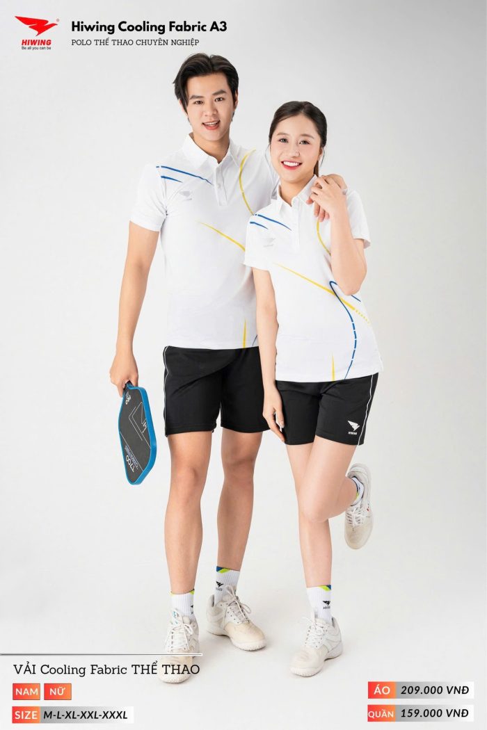 Áo Pickleball, Áo Bóng Chuyền Cầu Lông Hiwing A3 Nam Nữ – Màu Trắng