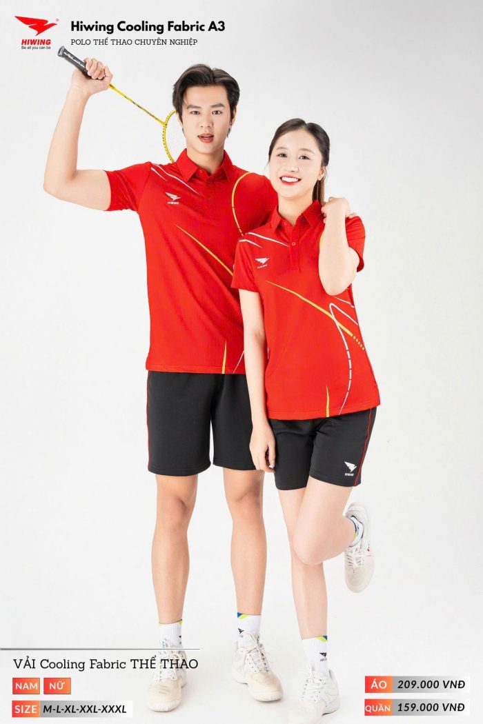 Áo Pickleball, Áo Bóng Chuyền Cầu Lông Hiwing A3 Nam Nữ – Màu Đỏ