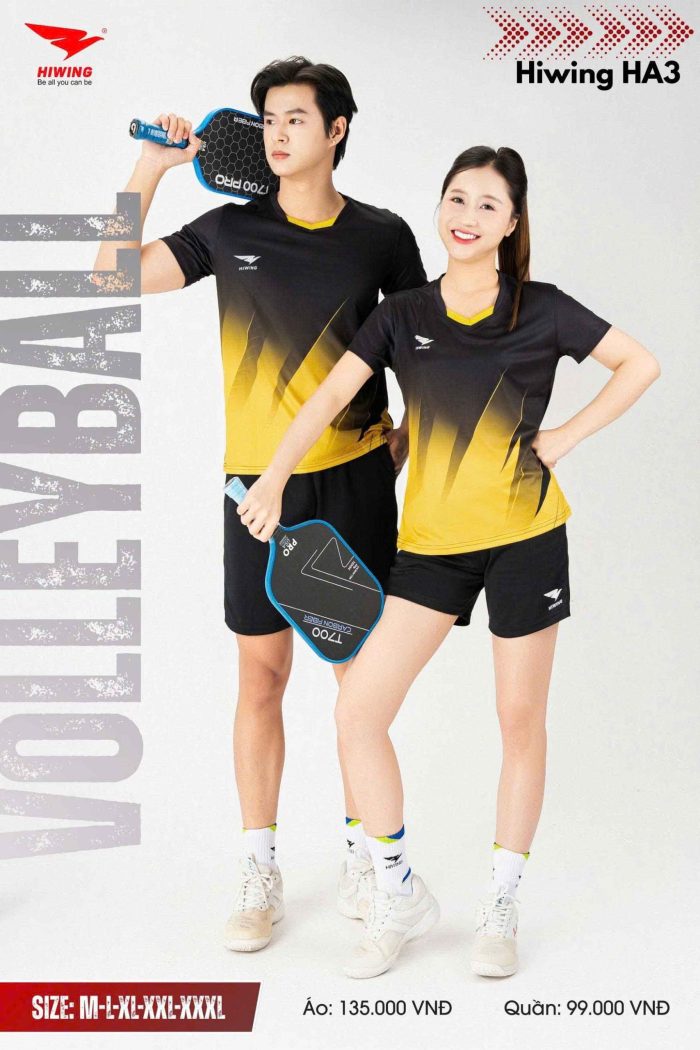 Áo Bóng Chuyền, Áo Pickleball Thể Thao Hiwing HA3 Nam Nữ – Màu Đen